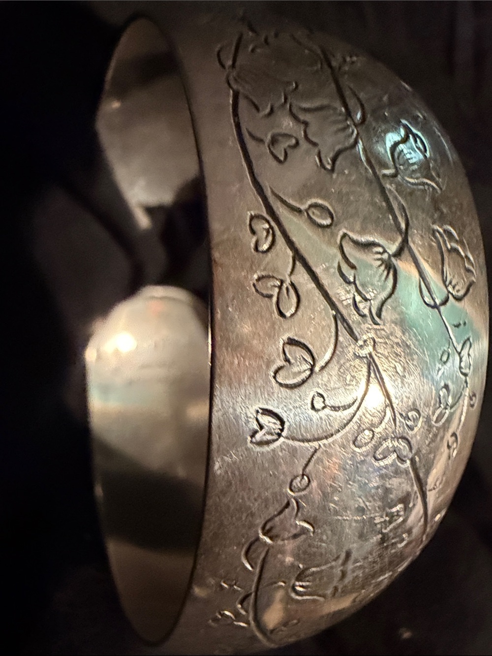 S. Kirk & Son Sterling Silver - Lily of the Valley Engraved Cuff Bracelet -SZ 7” - Picture 2 of 11